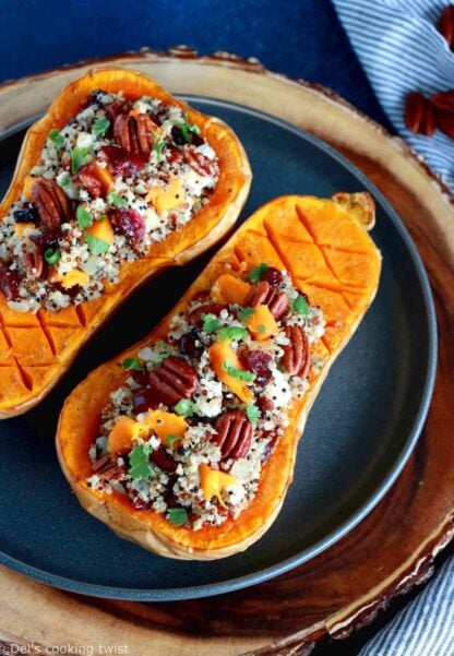 Cranberry Quinoa Stuffed Butternut Squash