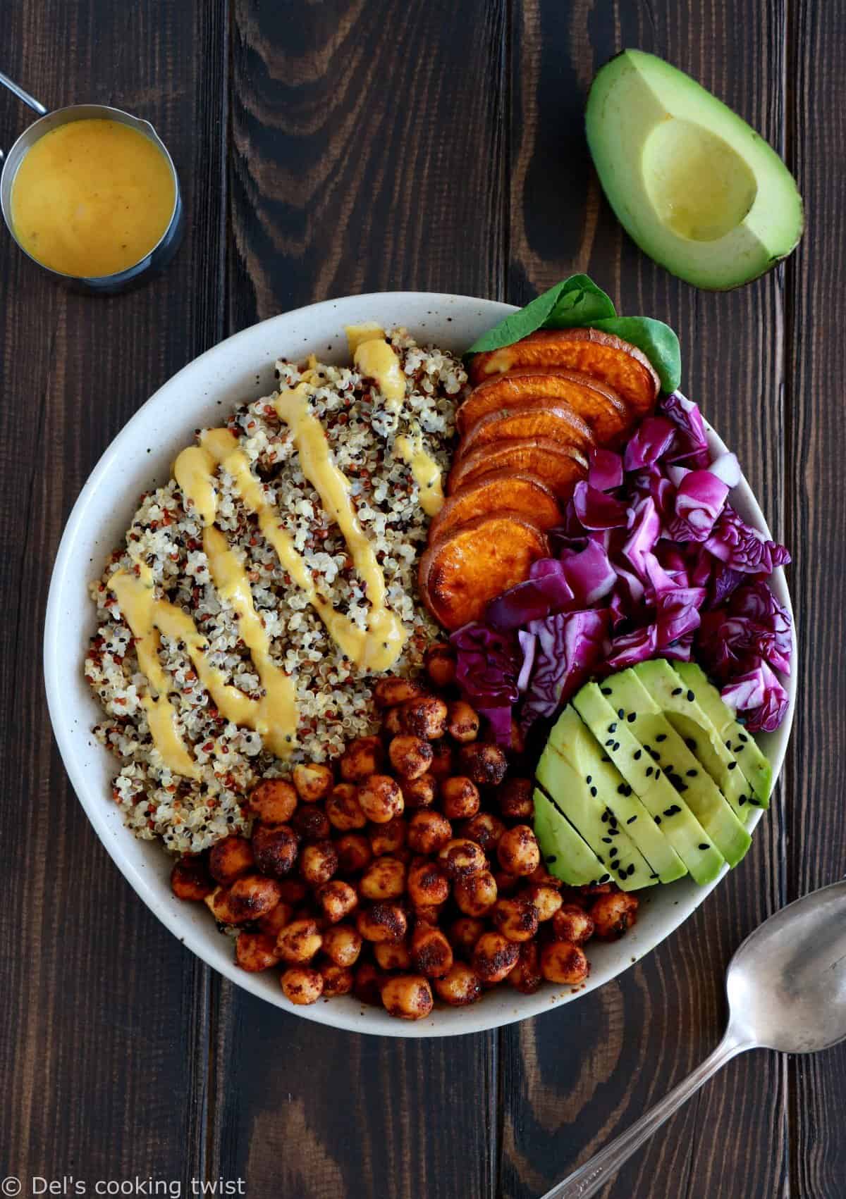 Spiced Chickpea Sweet Potato Buddha Bowl Del s cooking twist