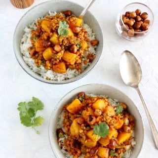 Red Lentil Dahl with Roasted Pumpkin and Hazelnut