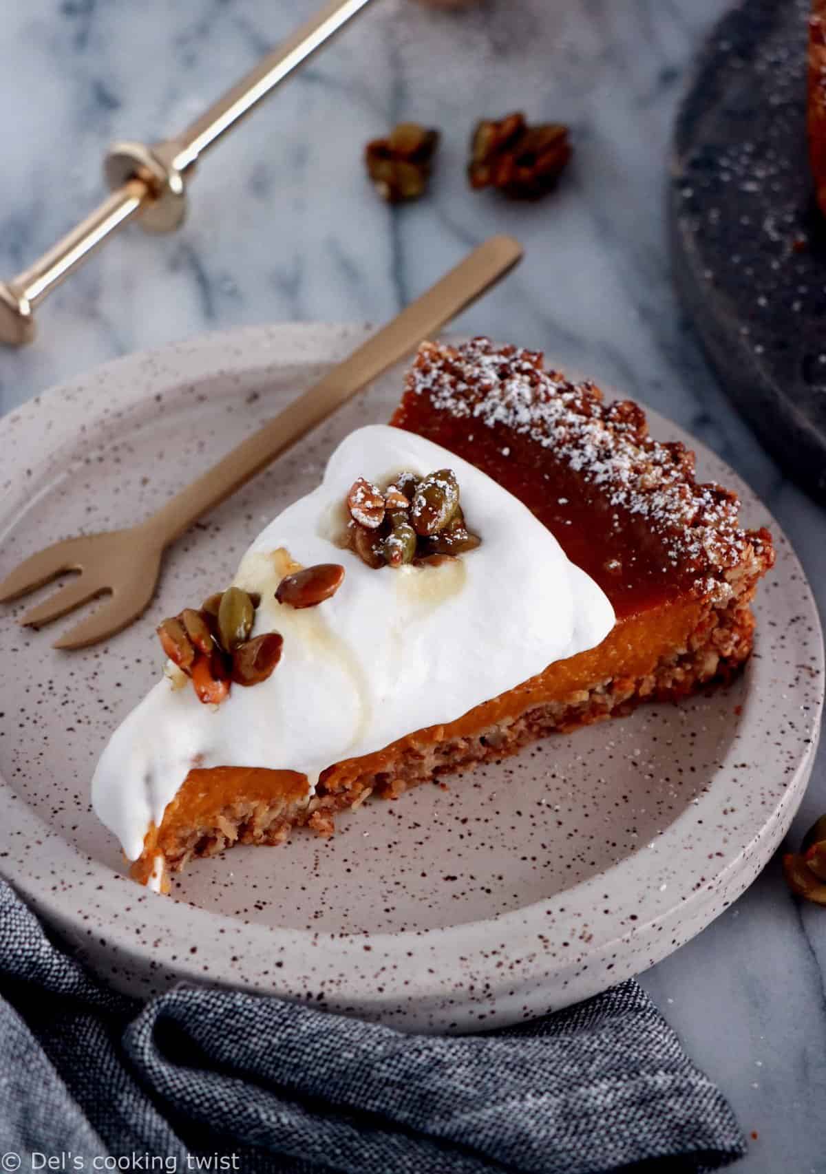 Pumpkin pie aux noix de pécan et à l'érable (vegan, sans gluten)