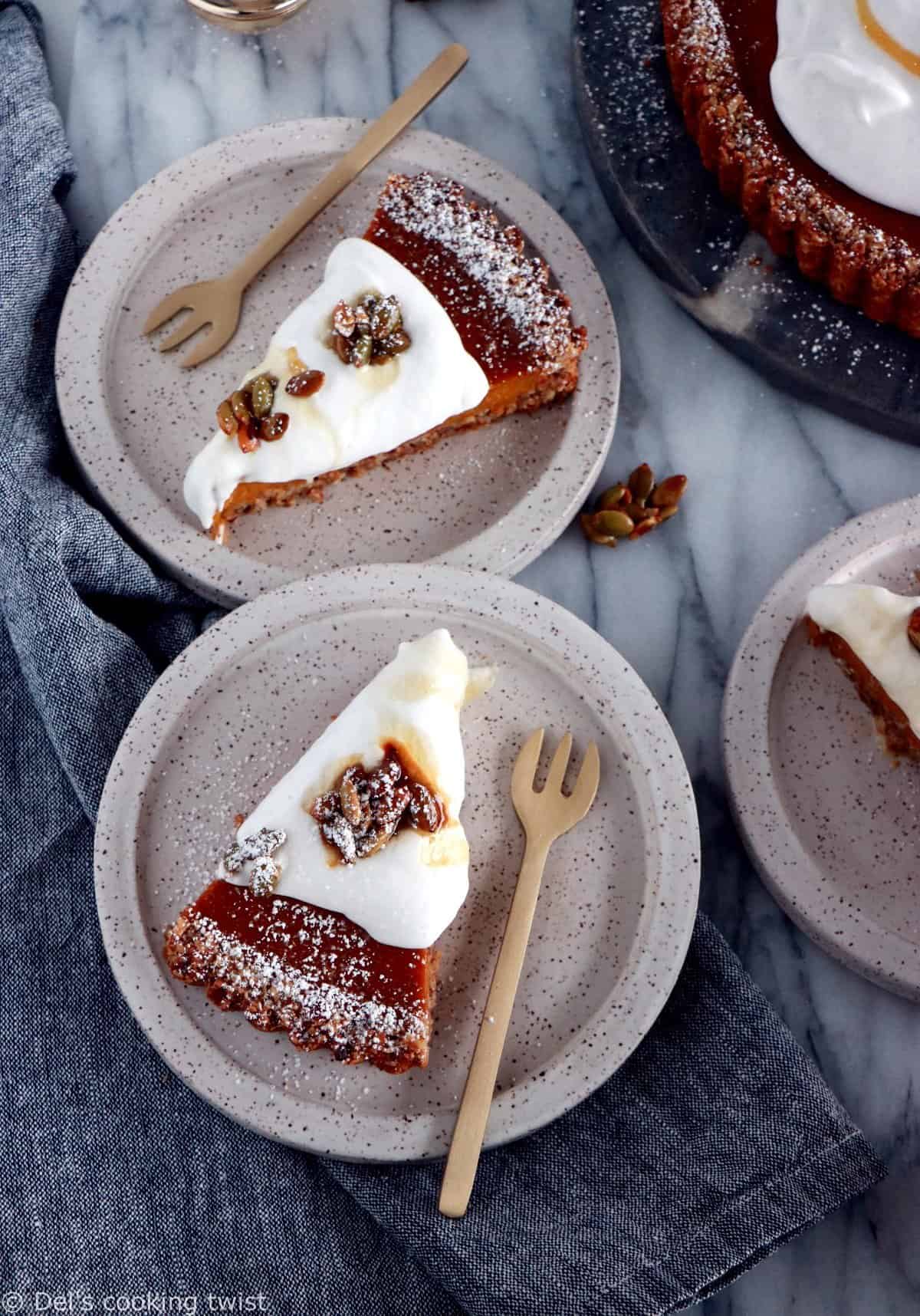 Pumpkin pie aux noix de pécan et à l'érable (vegan, sans gluten)