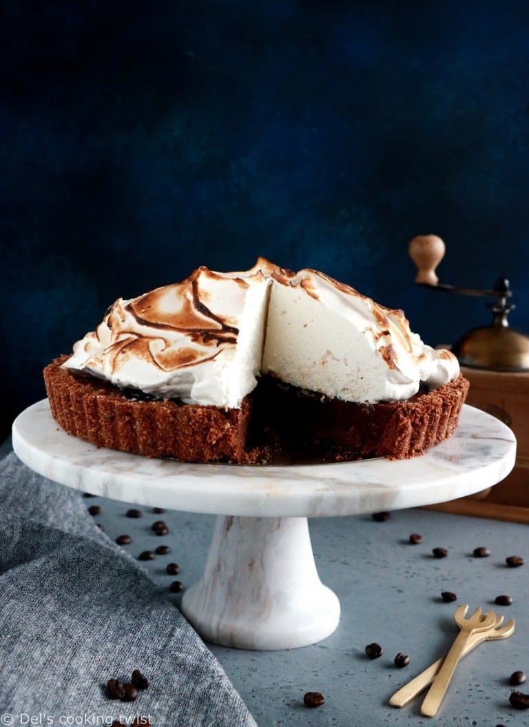 Chocolate Coffee Meringue Pie Del's cooking twist