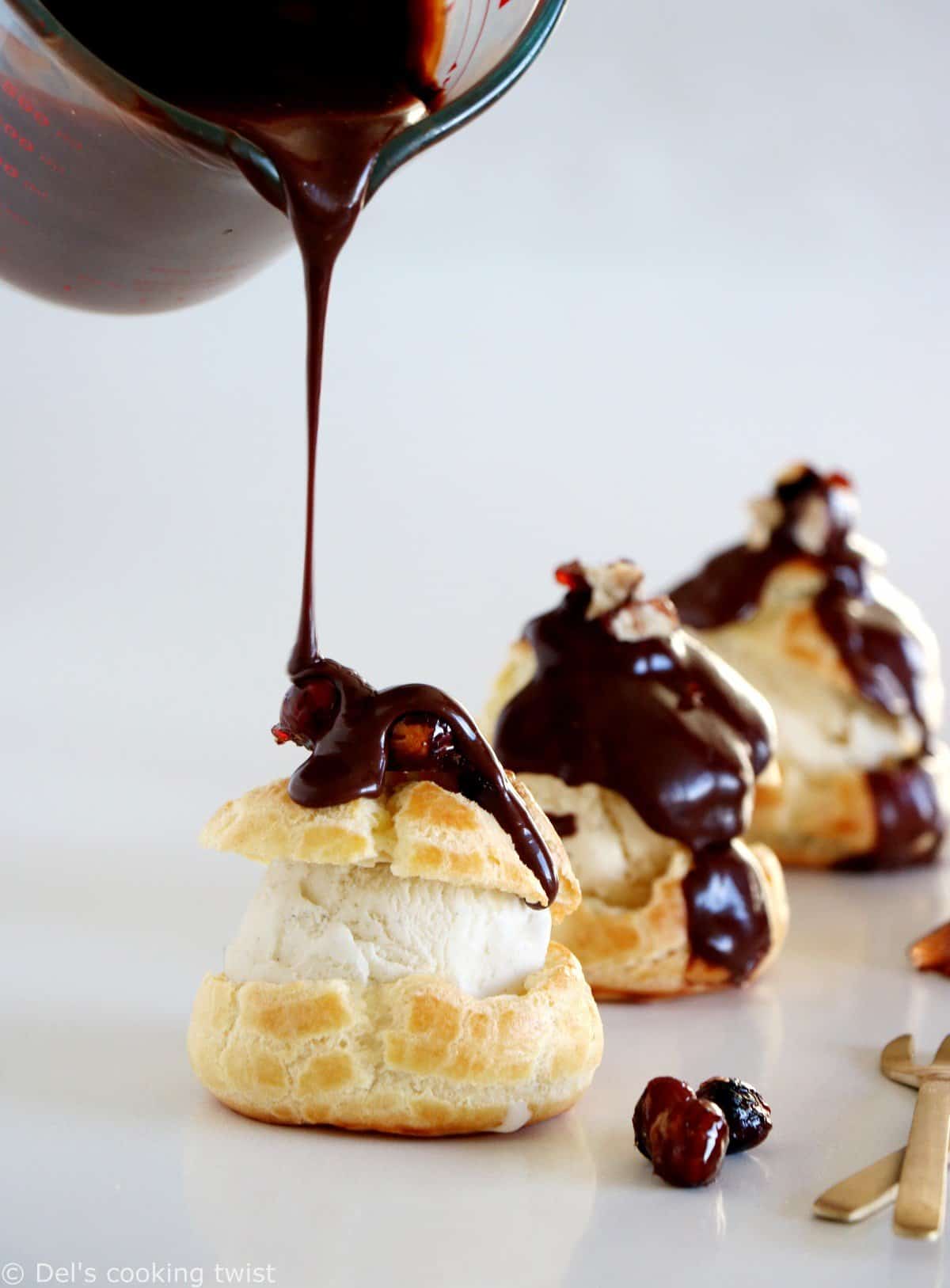 Chocolate Profiteroles with Candied Hazelnuts