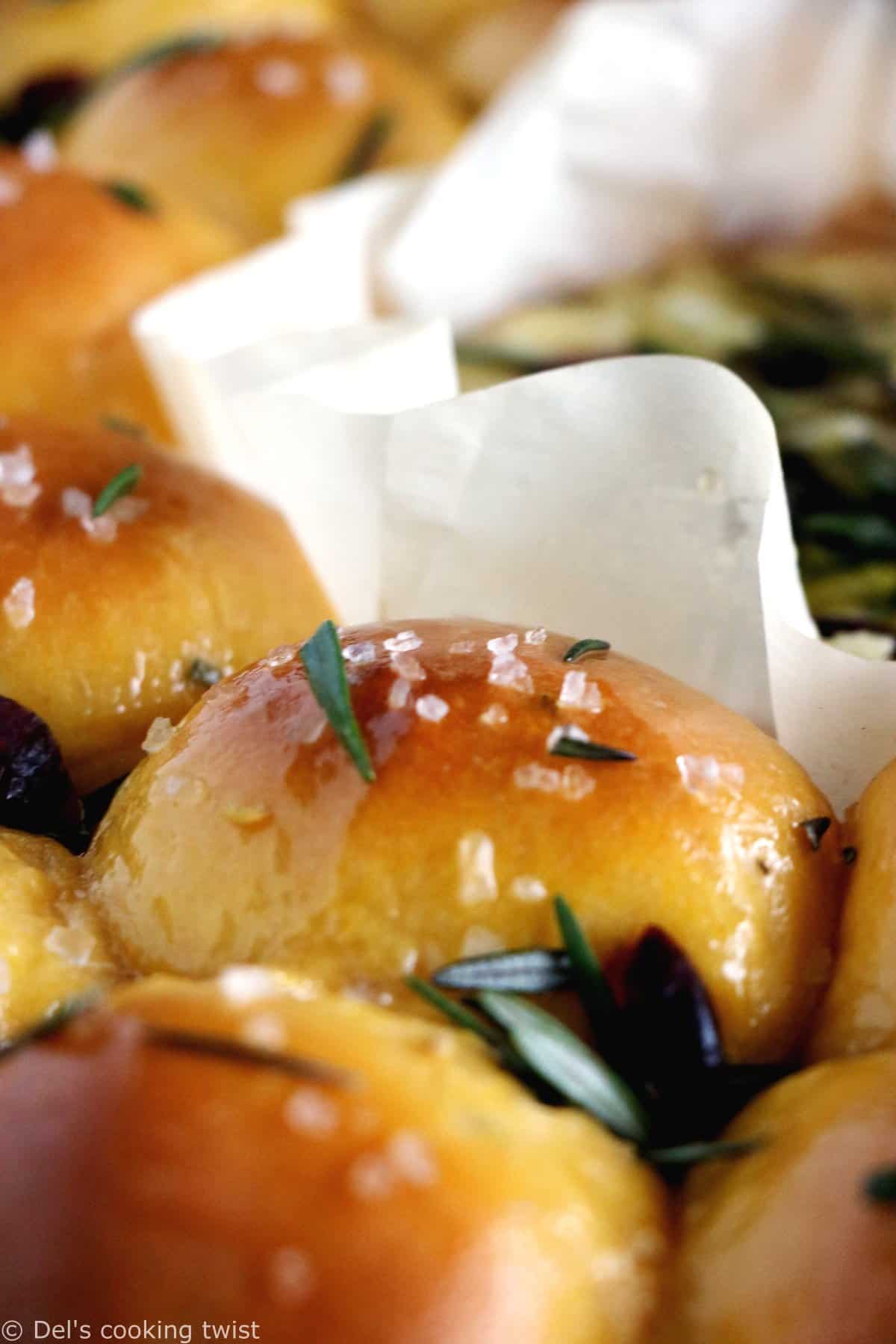 Rosemary Sweet Potato Bread Wreath with Baked Camembert