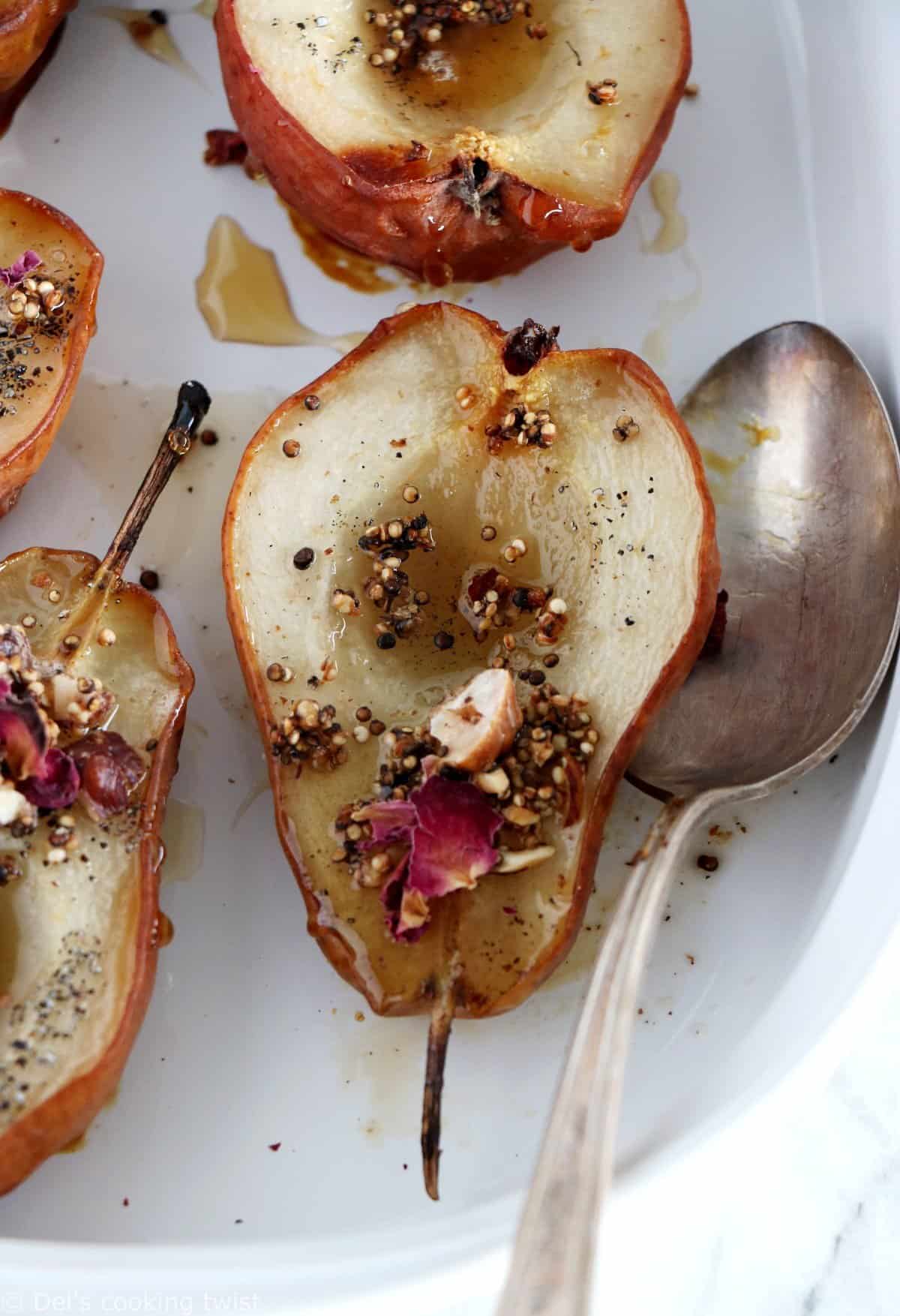 Cardamom-Infused Pears with Quinoa-Nut Crunch