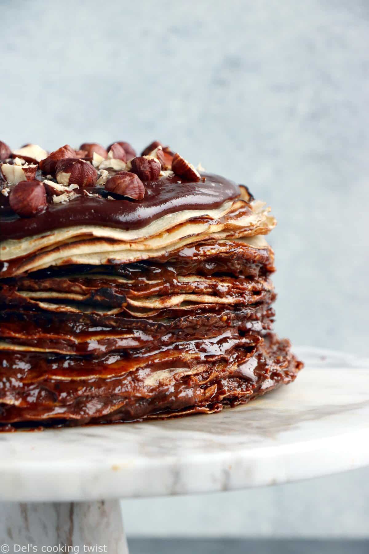 Gâteau de crêpes au praliné et chocolat