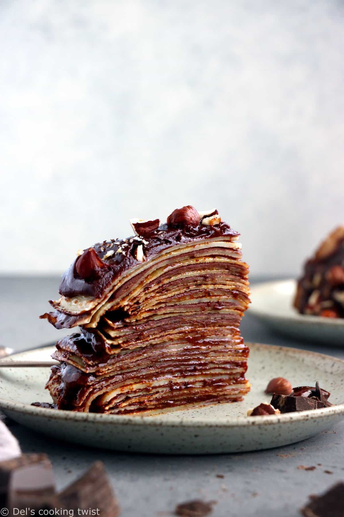 Chocolate Praline Crêpe Cake