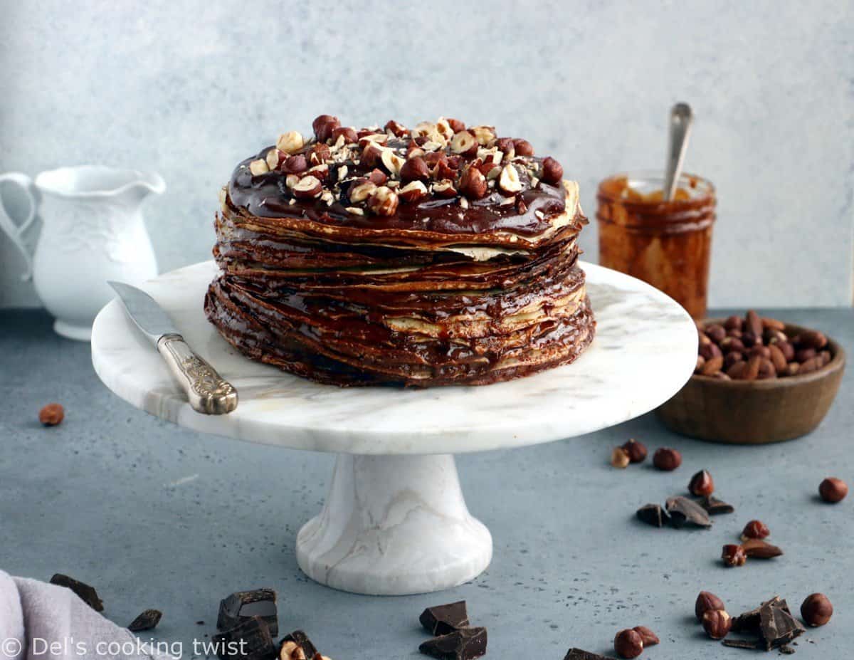 Gâteau de crêpes au praliné et chocolat