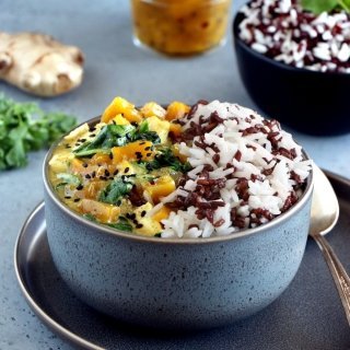 Mango Chutney Tofu Curry with Wild Rice (vegan, gluten-free)