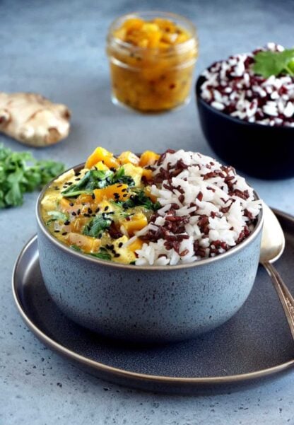 Mango Chutney Tofu Curry with Wild Rice (vegan, gluten-free)