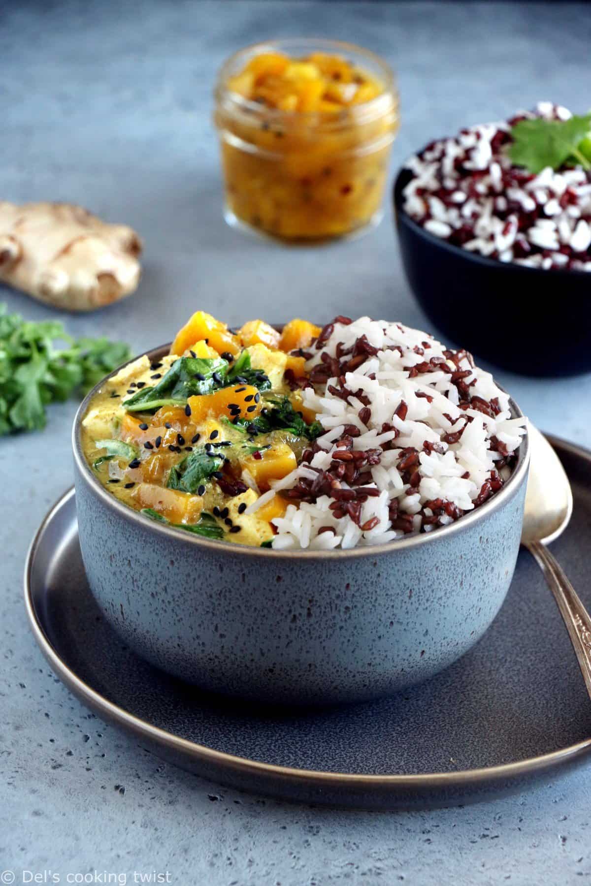 Mango Chutney Tofu Curry with Wild Rice (vegan, gluten-free)