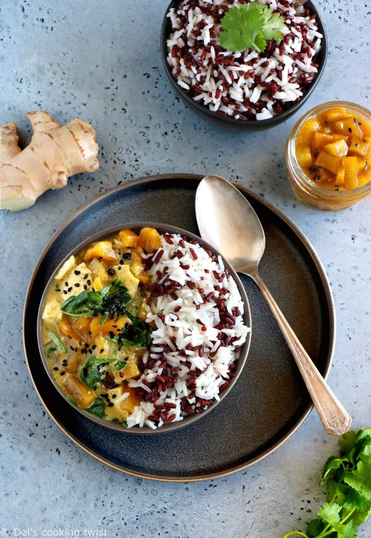 Mango Chutney Tofu Curry with Wild Rice (vegan, gluten-free)