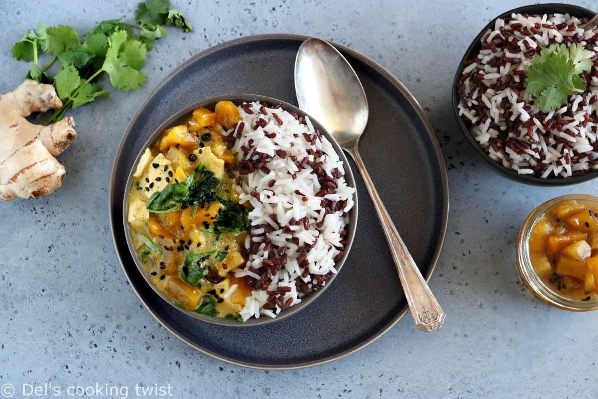 Mango Chutney Tofu Curry with Wild Rice (vegan, gluten-free)