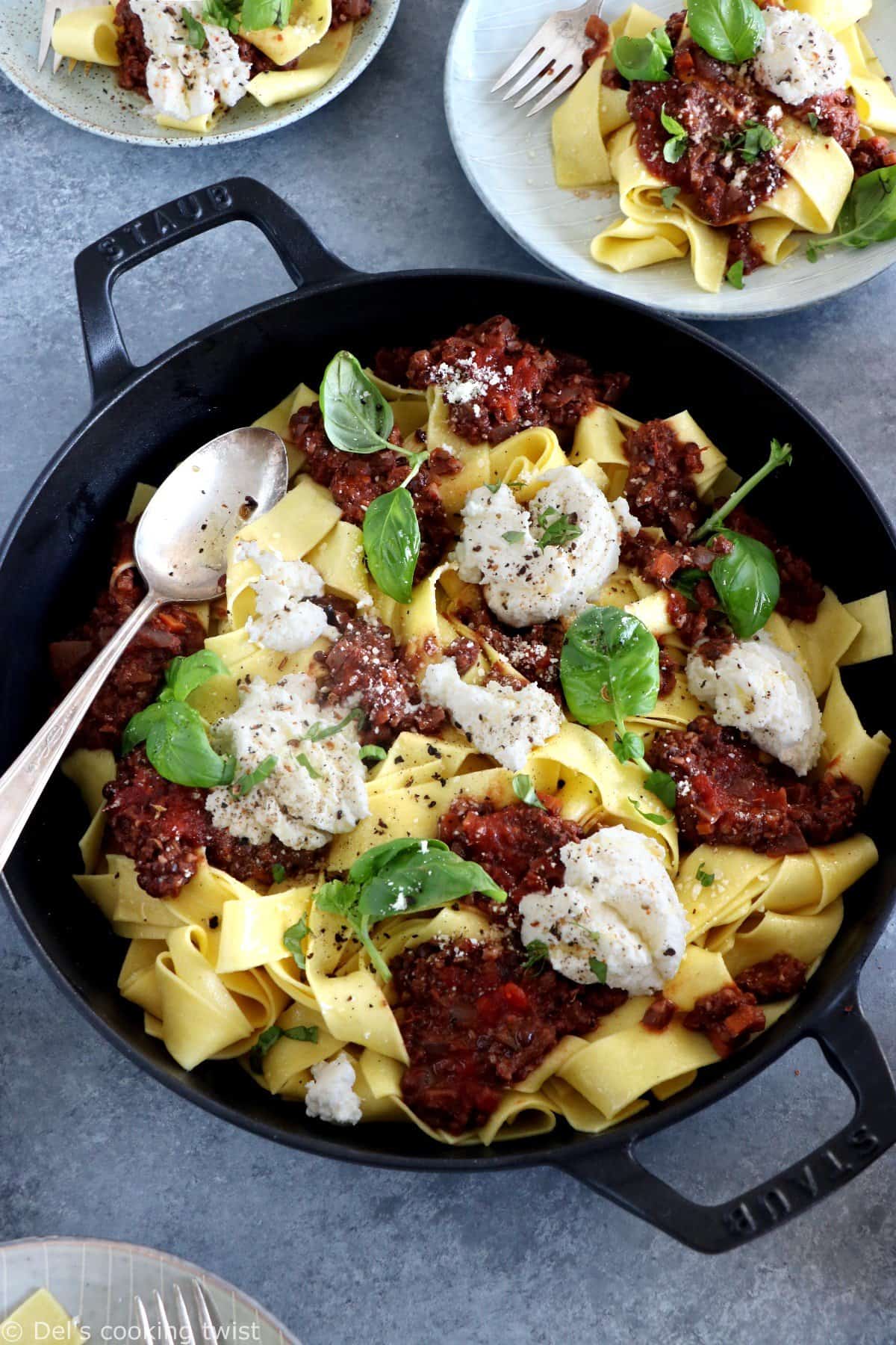 Sauce bolognese vegan lentilles et noix