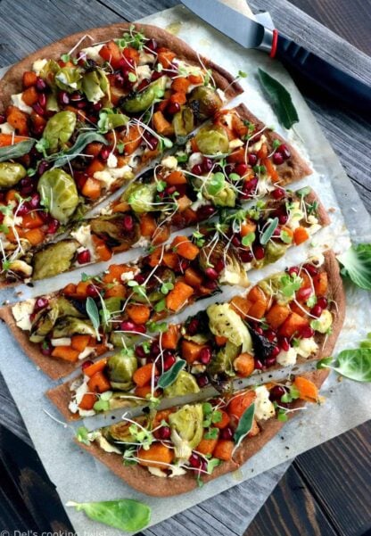 Butternut Squash and Brussels Sprout Whole Wheat Pizza