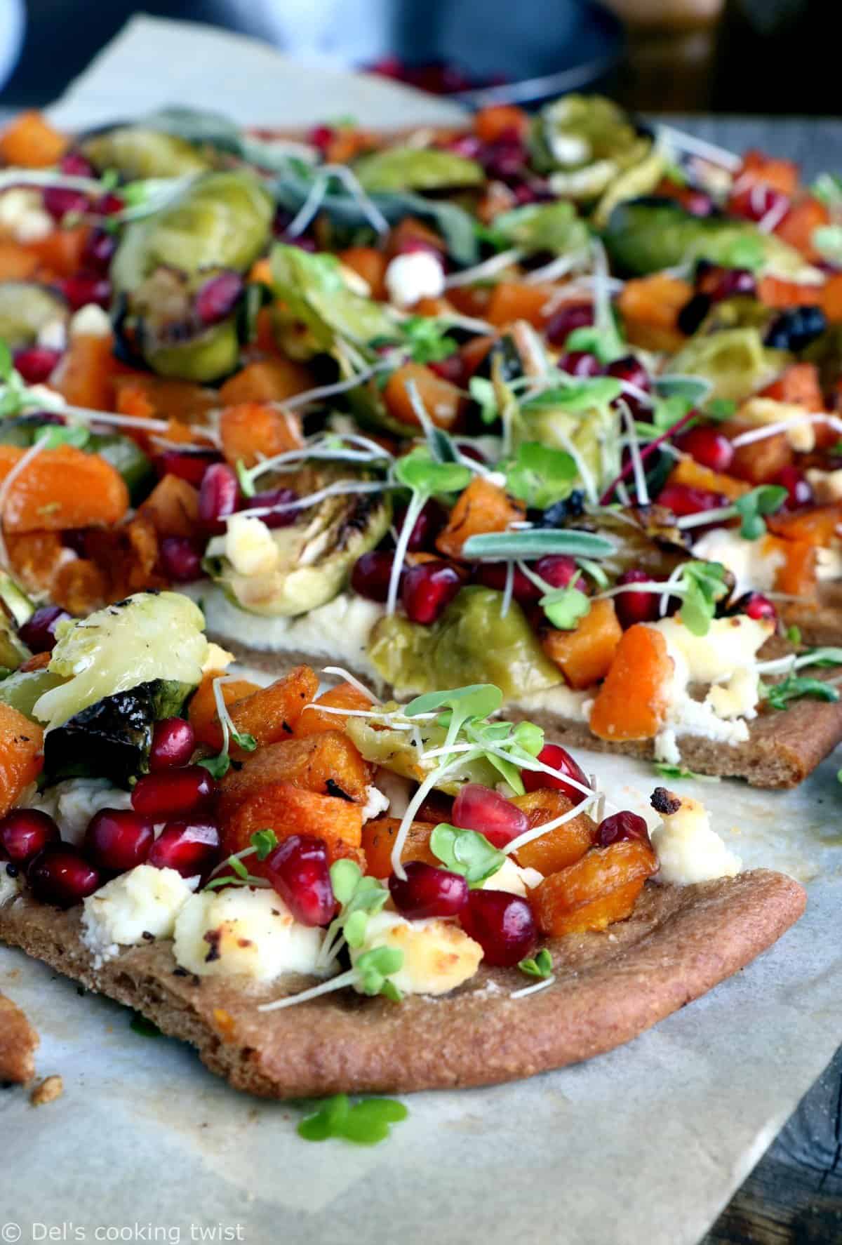 Butternut Squash and Brussels Sprout Whole Wheat Pizza