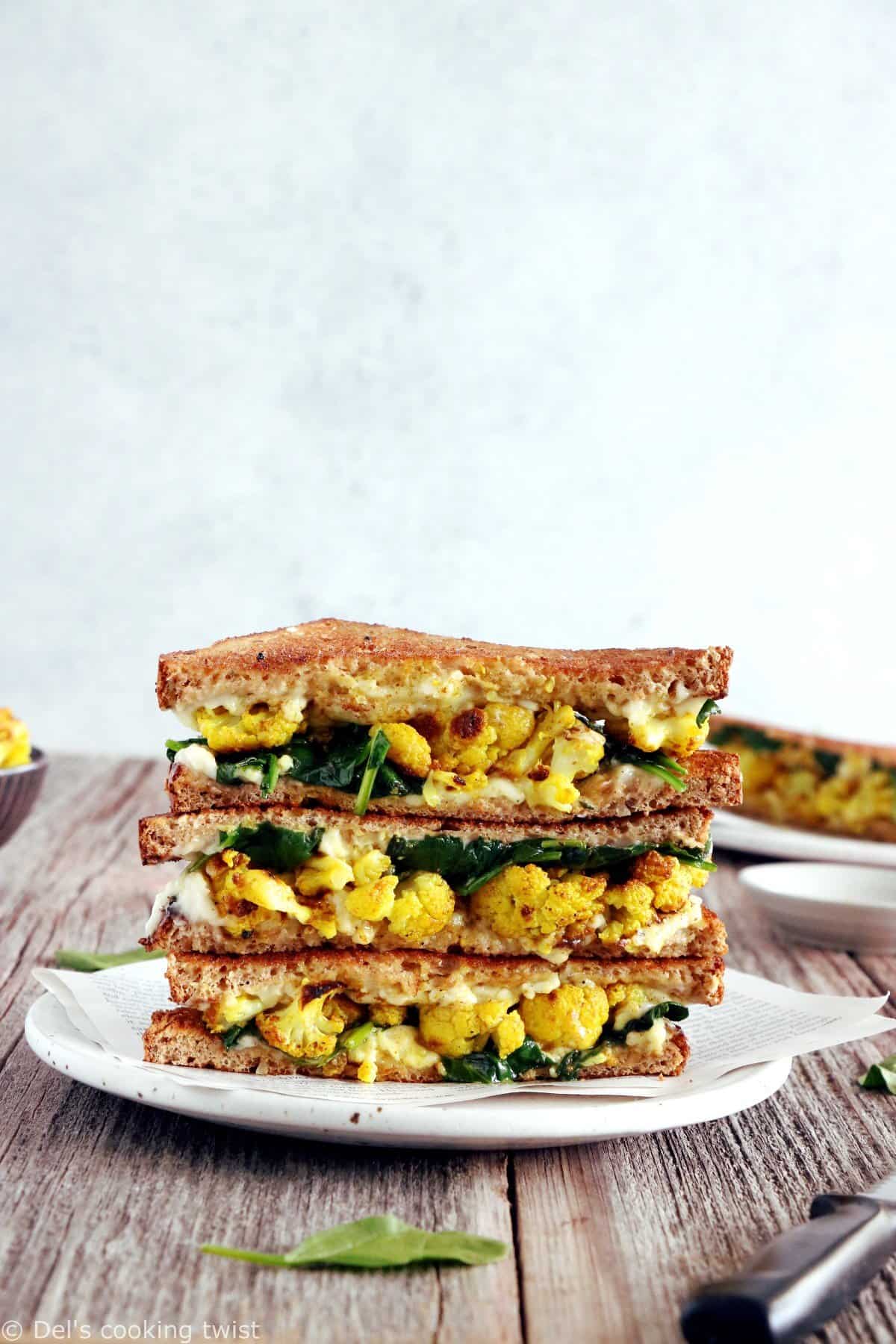 Curried Cauliflower Grilled-Cheese Sandwich