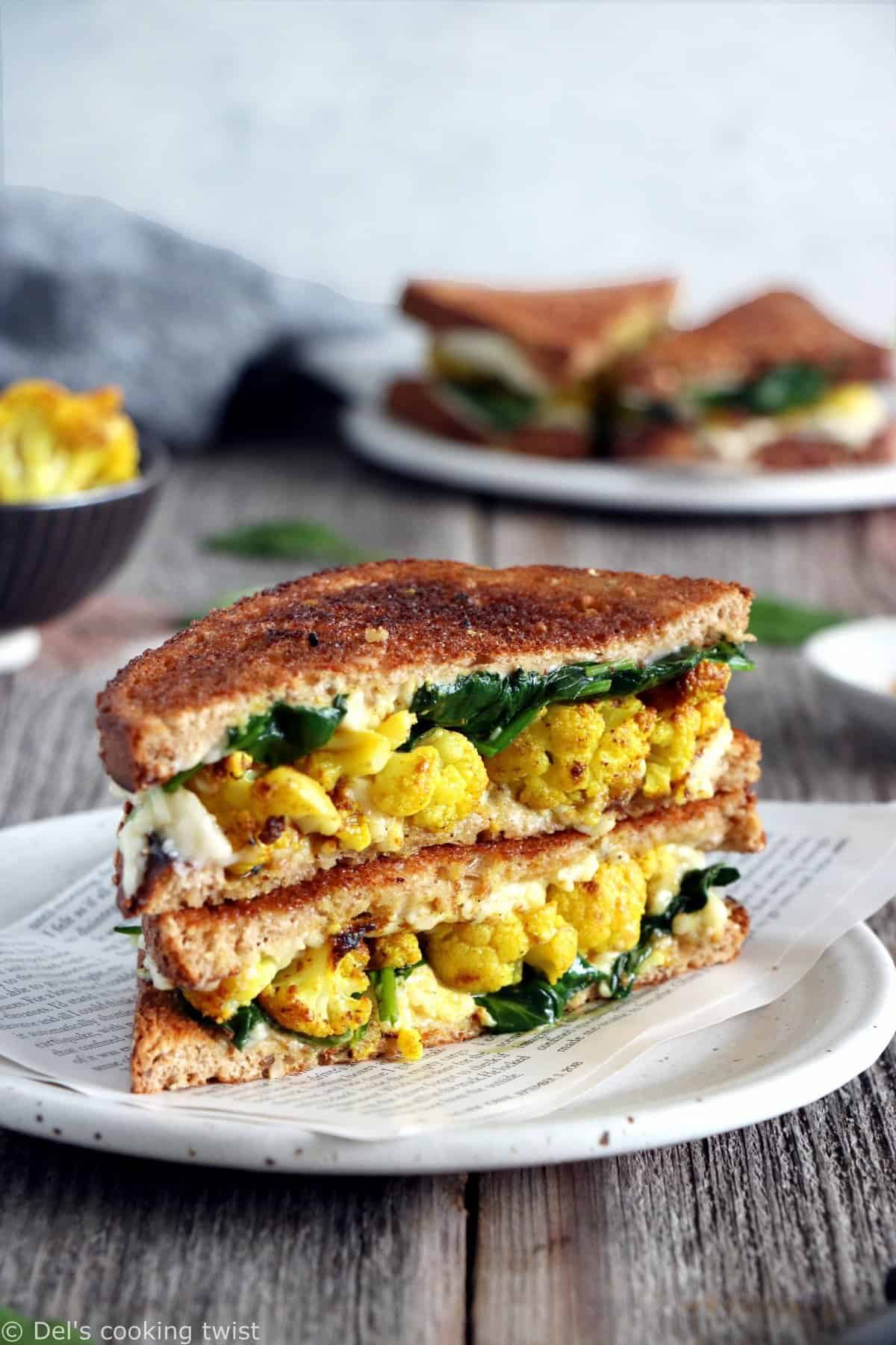 Curried Cauliflower Grilled-Cheese Sandwich