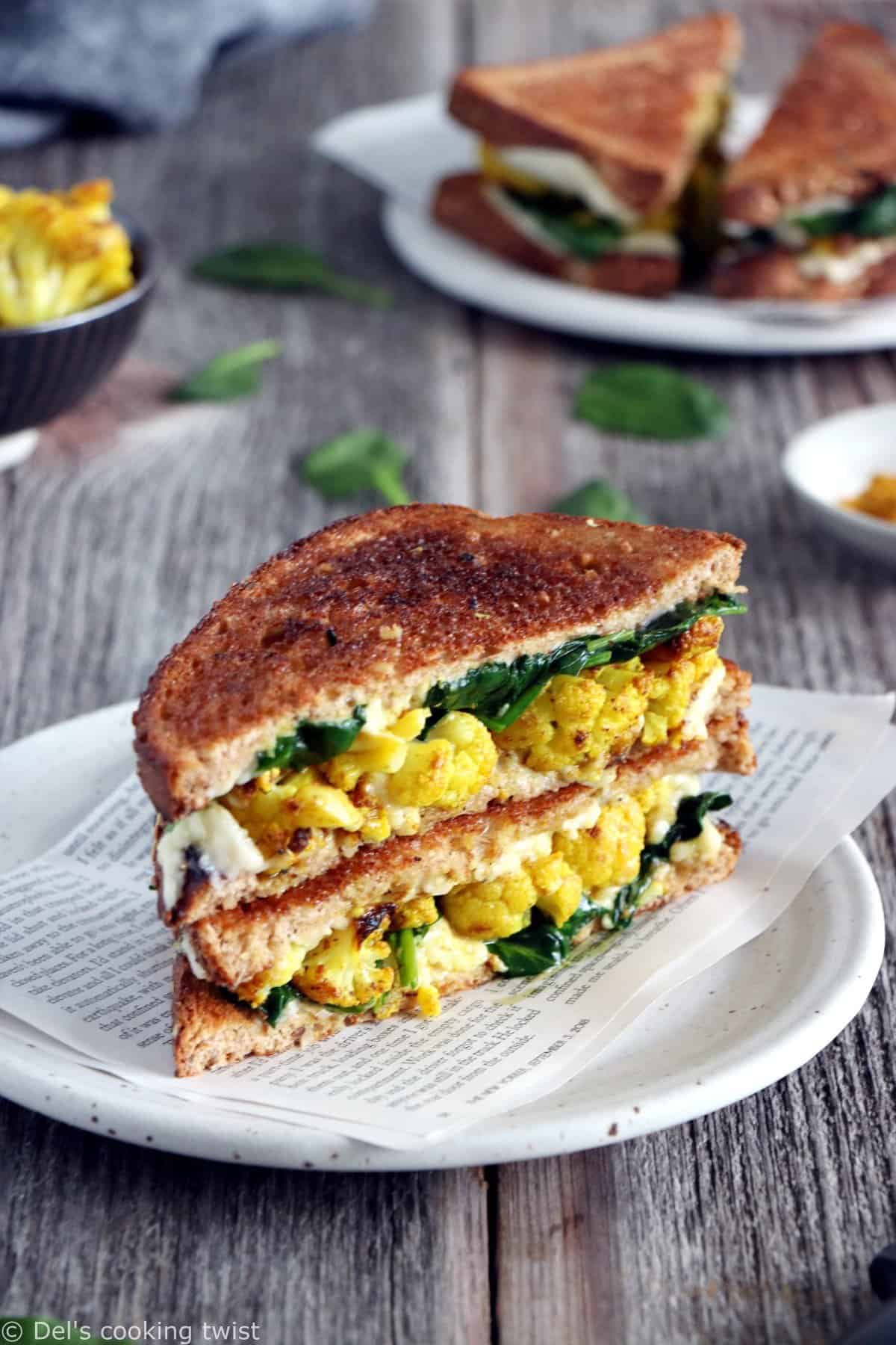 Curried Cauliflower Grilled-Cheese Sandwich