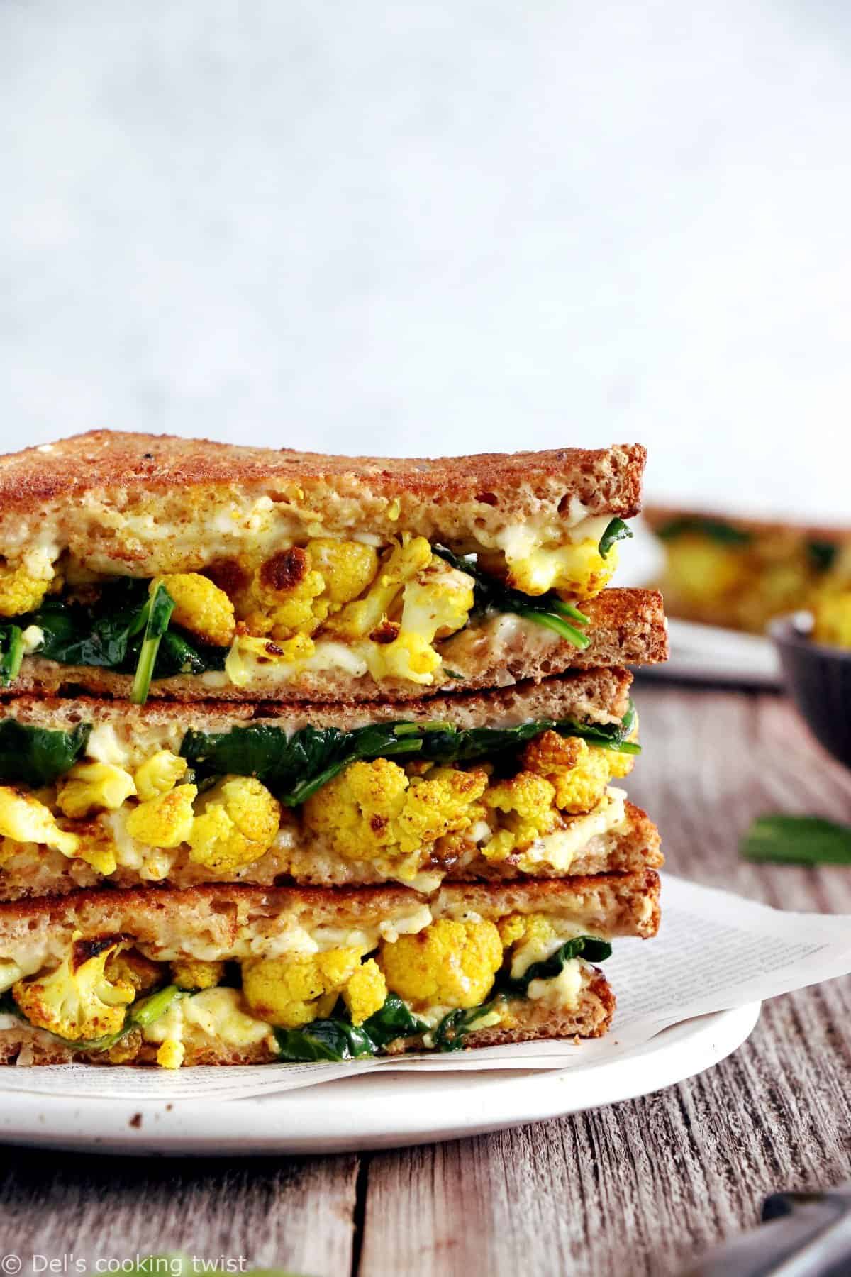 Curried Cauliflower Grilled-Cheese Sandwich