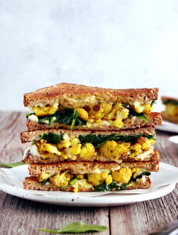 Curried Cauliflower Grilled-Cheese Sandwich