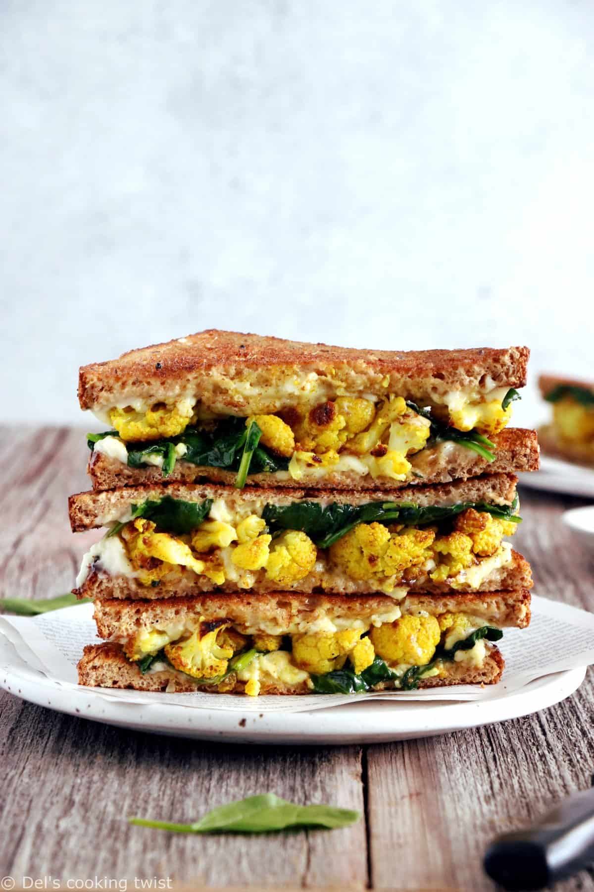 Curried Cauliflower Grilled-Cheese Sandwich