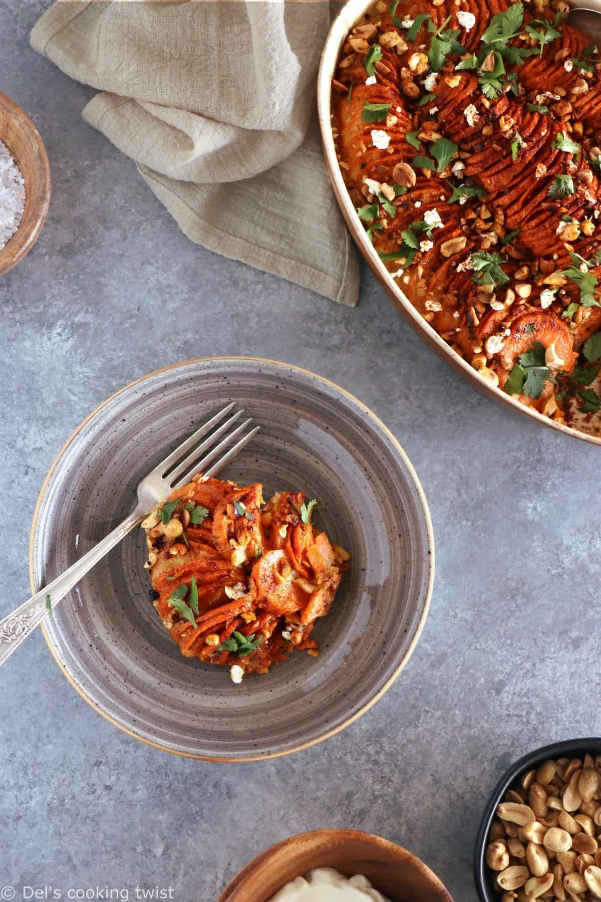 Spicy Sweet Potato and Peanut Butter Gratin