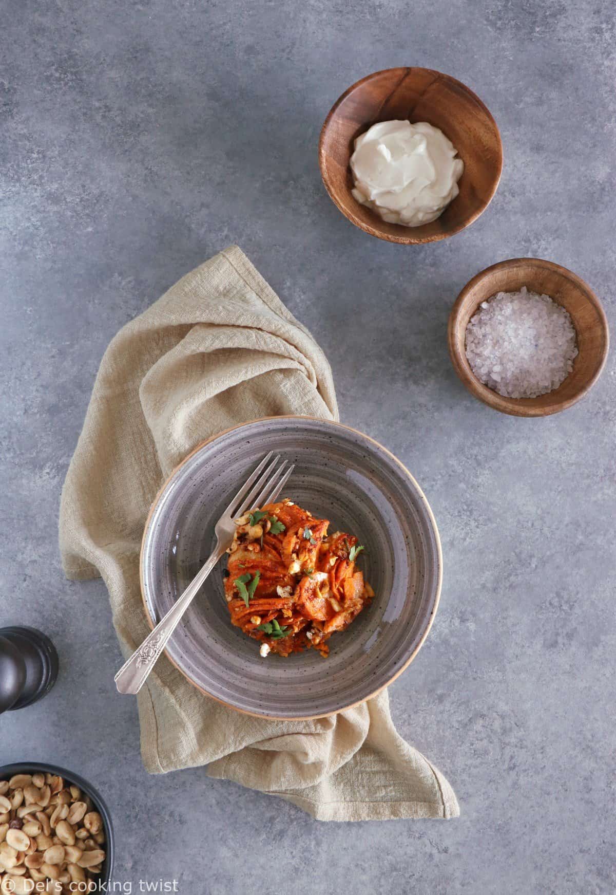 Spicy Sweet Potato and Peanut Butter Gratin