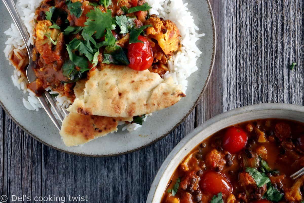 Curry de chou-fleur et lentilles au lait de coco