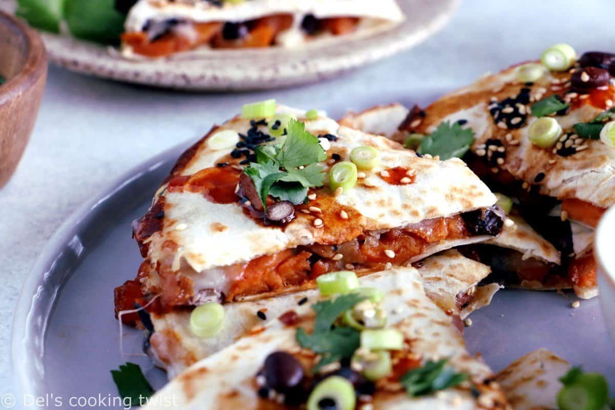 Teriyaki Sweet Potato and Black Bean Quesadillas