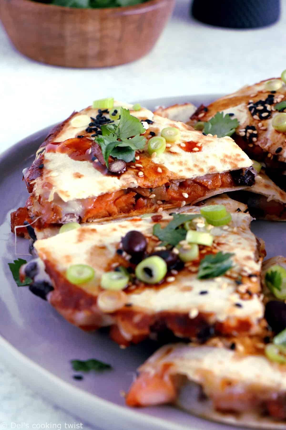 Teriyaki Sweet Potato and Black Bean Quesadillas