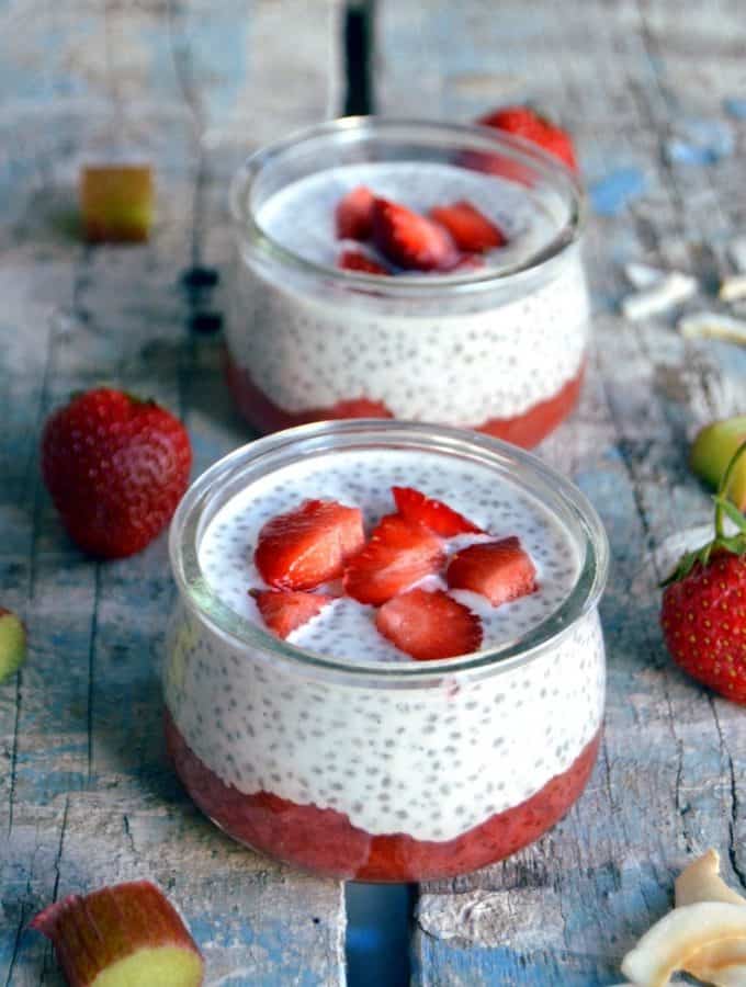 Rhubarb Strawberry Chia Pudding