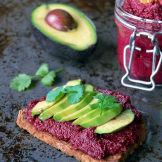 Vegan Avocado Toast with Beet Hummus