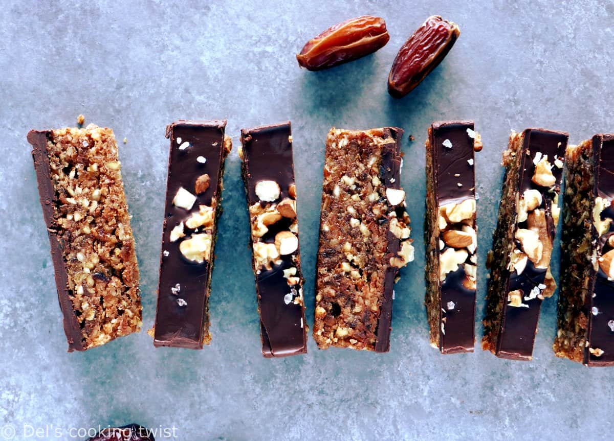 Chocolate Covered Nut Date Bars