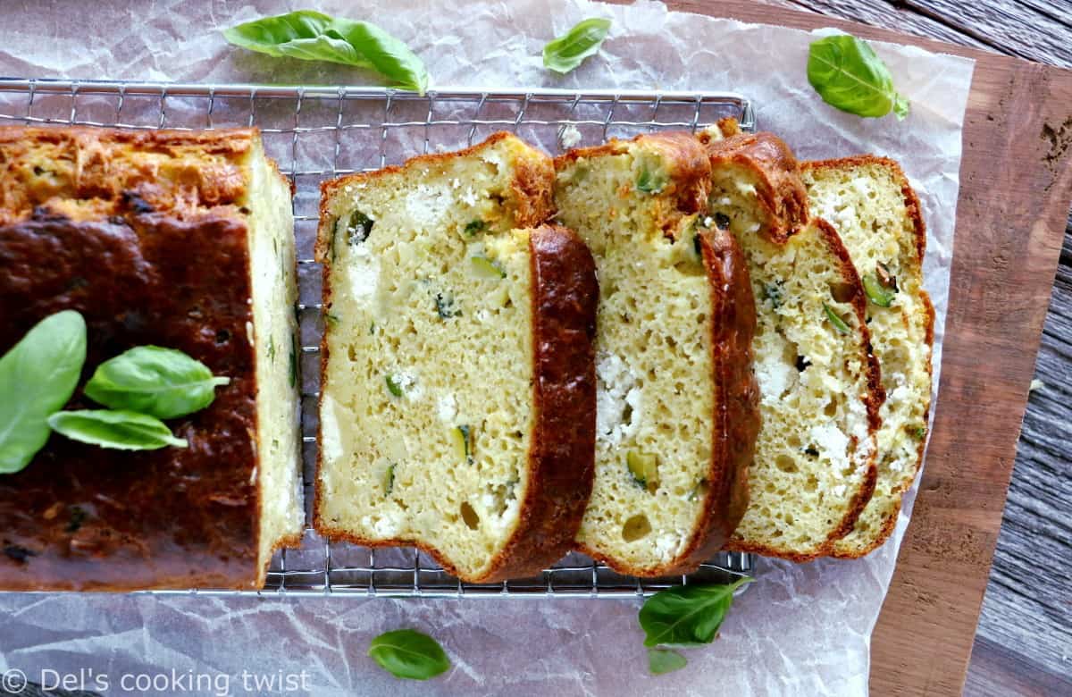 Cake aux courgettes, chèvre frais et basilic