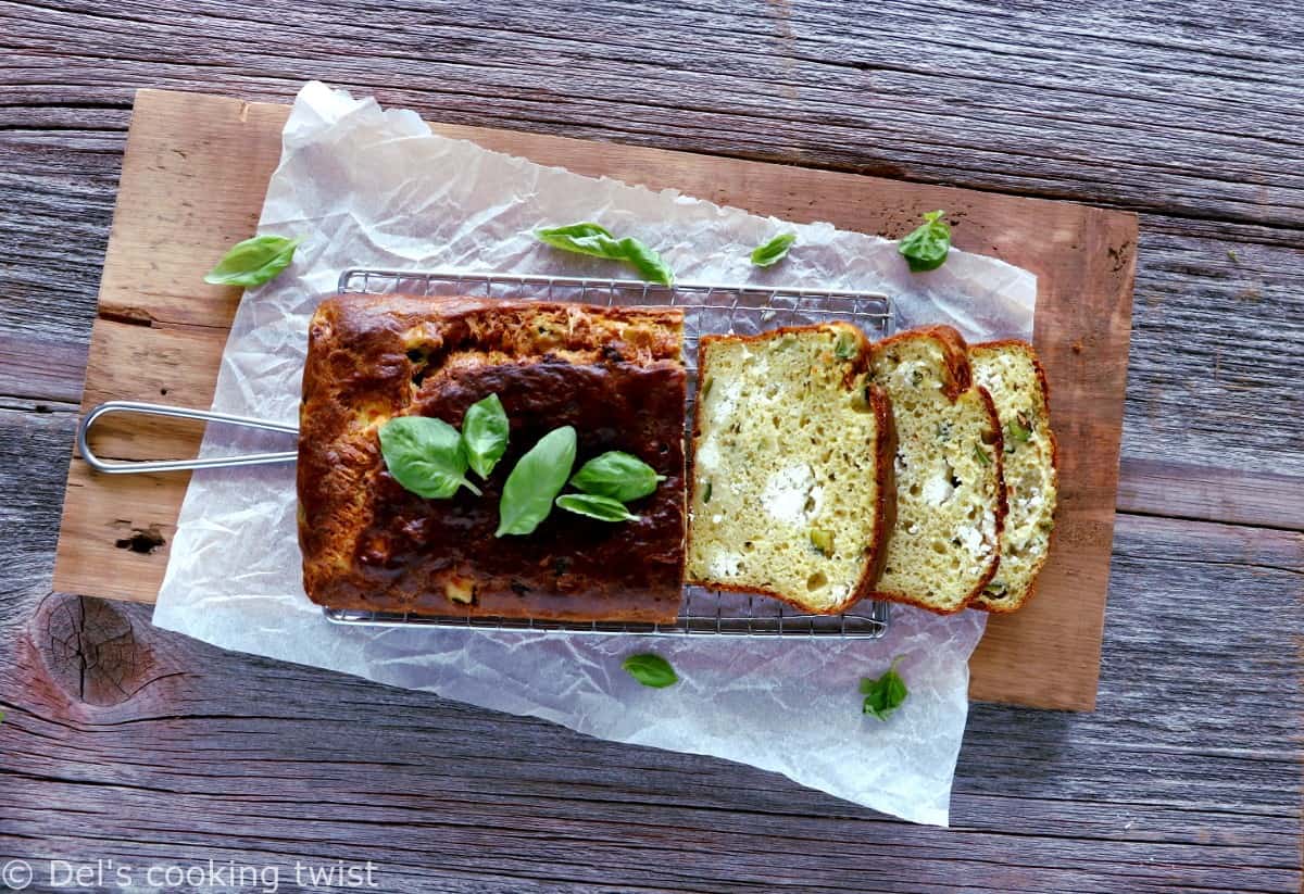 Cake aux courgettes, chèvre frais et basilic