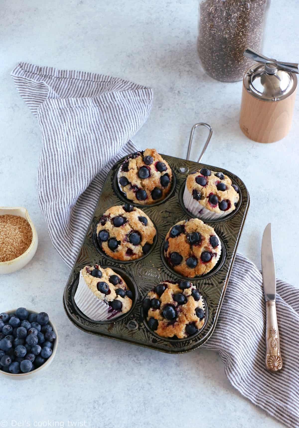 Vegan Blueberry Muffins with Flaxseed