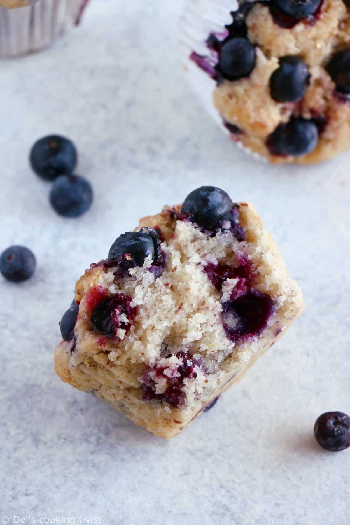 Vegan Blueberry Muffins with Flaxseed