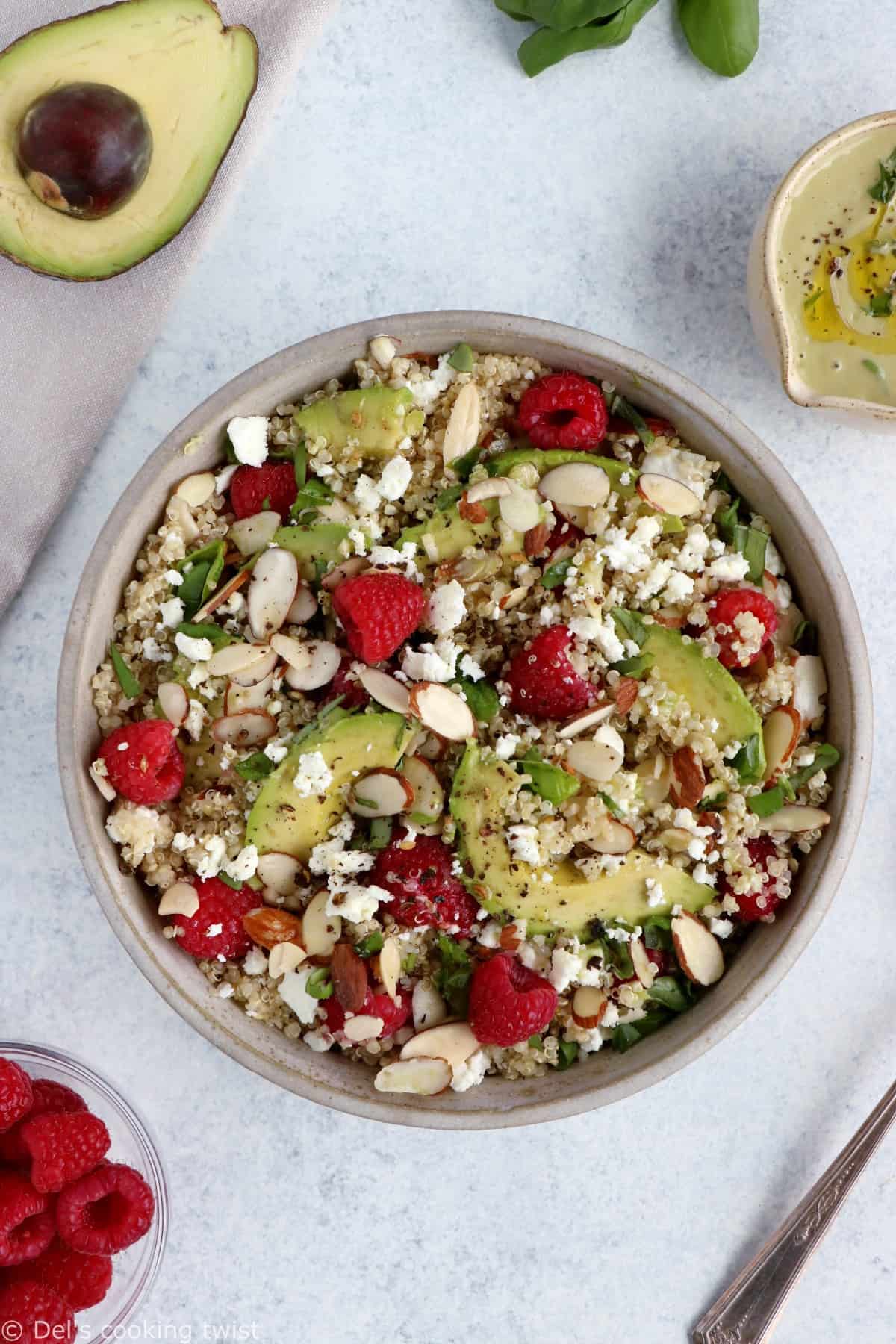 Avocado Raspberry Quinoa Salad