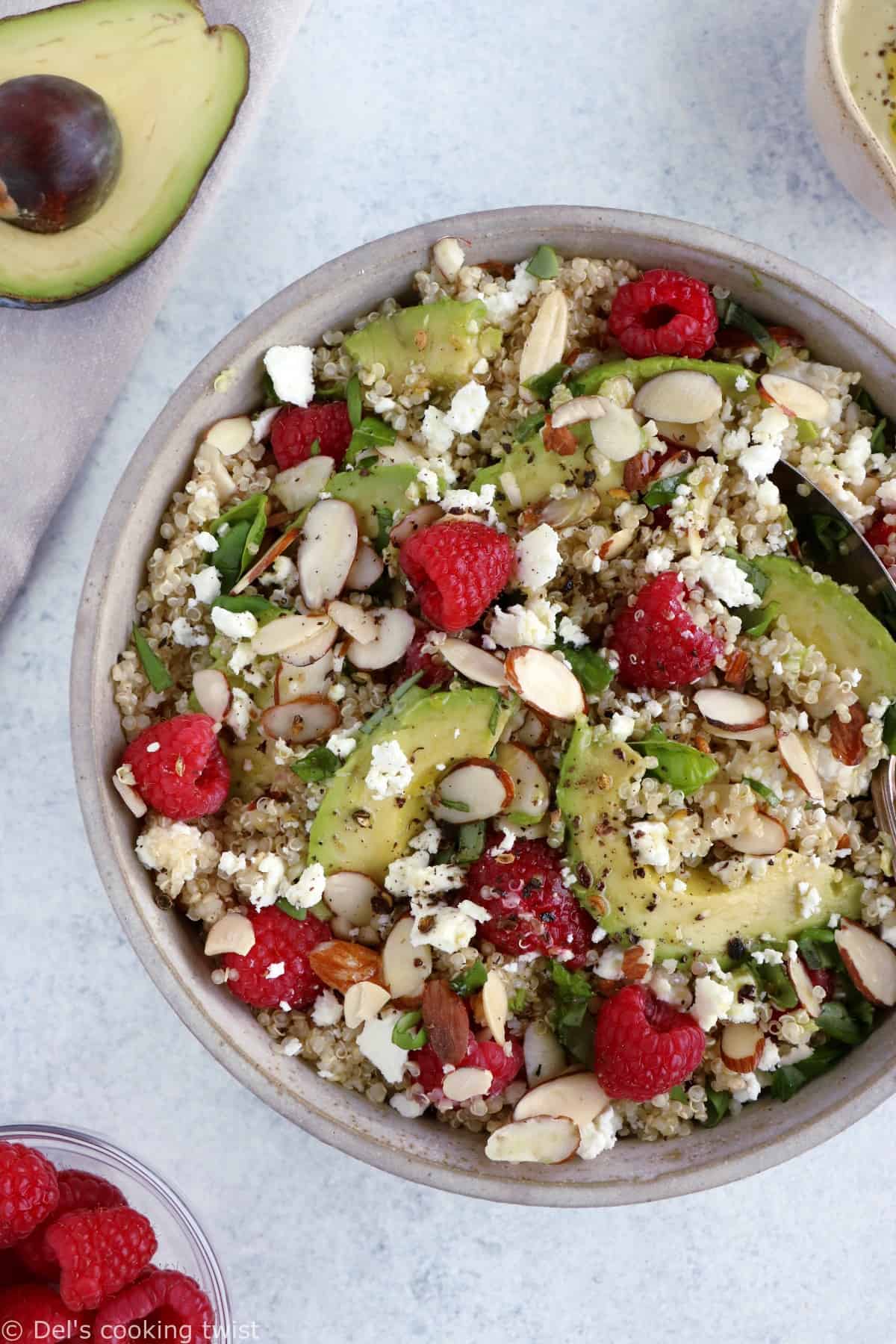 Avocado Raspberry Quinoa Salad