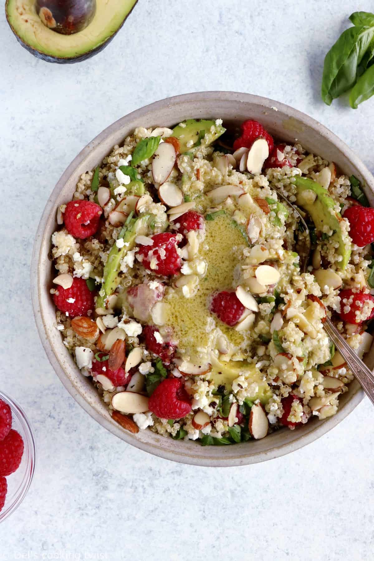 Avocado Raspberry Quinoa Salad