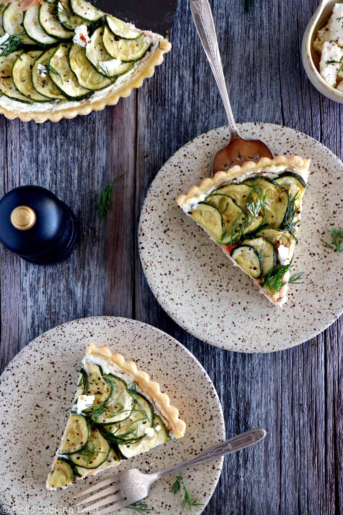 Une délicieuse tarte à la ricotta au saumon et aux courgettes aux saveurs fraîches et estivales. À savourer tiède ou froide, en entrée ou en plat principal.