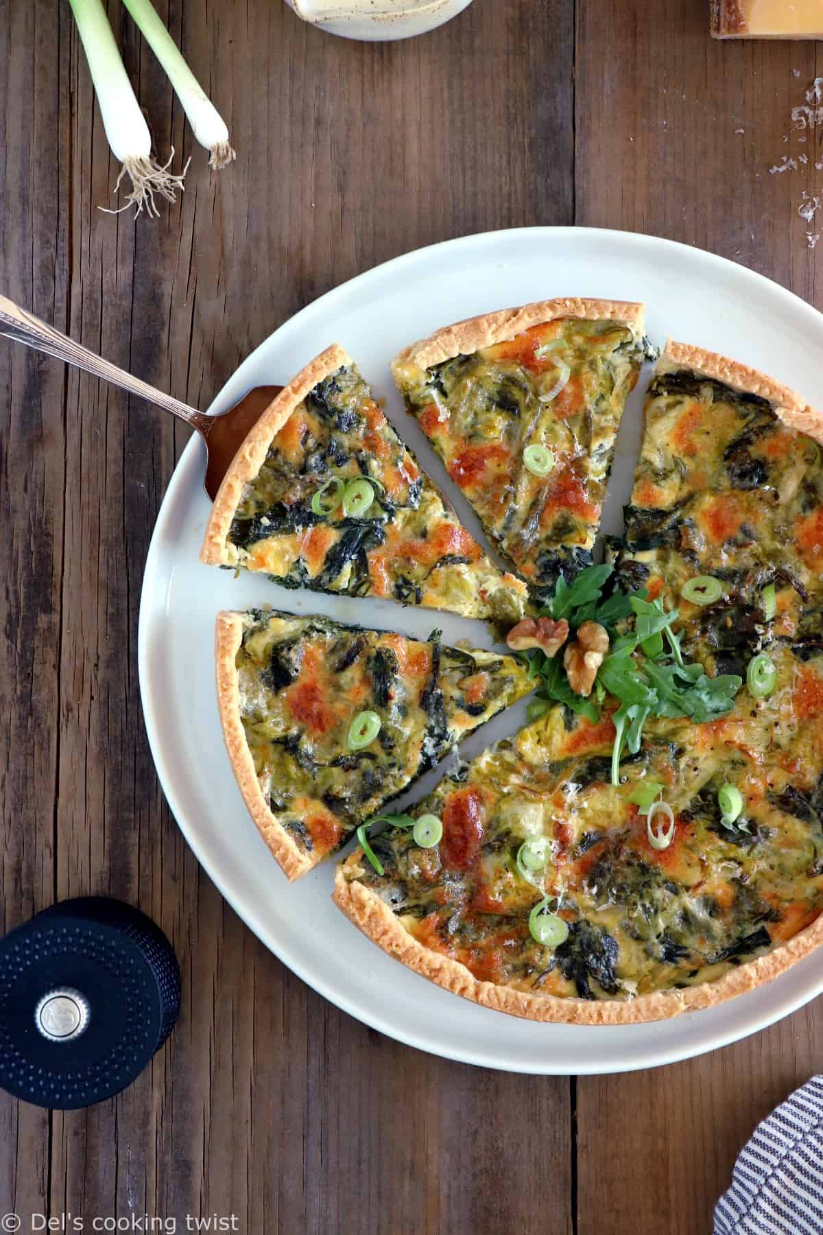 French leek quiche is a classic winter weeknight dinner in France. Plant-based and prepared with Comté cheese, this dish is full of comforting flavors.