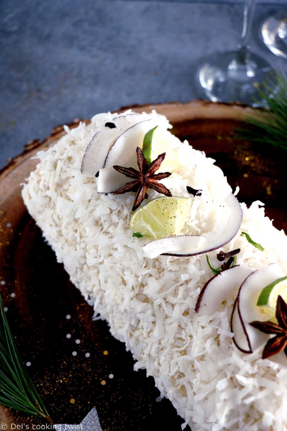 This toasted coconut tropical fruit cake roll is subtle, fruity, and just irresistible. Within a light and fluffy sponge cake, you'll find a delicious mango-lime curd with various tropical fruits.