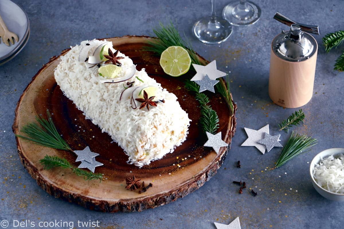 This toasted coconut tropical fruit cake roll is subtle, fruity, and just irresistible. Within a light and fluffy sponge cake, you'll find a delicious mango-lime curd with various tropical fruits.