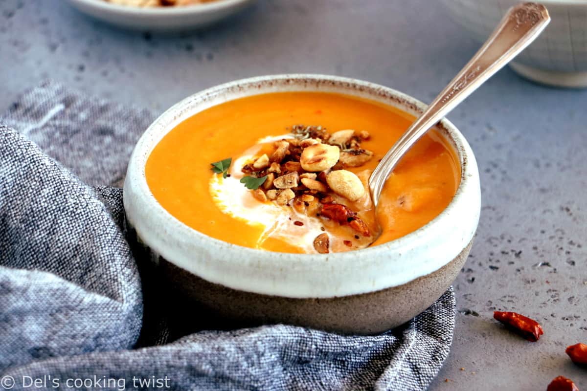 This easy Thai sweet potato soup with red curry is spicy, fragrant and packed with comforting flavors that makes it perfect for a cold night.