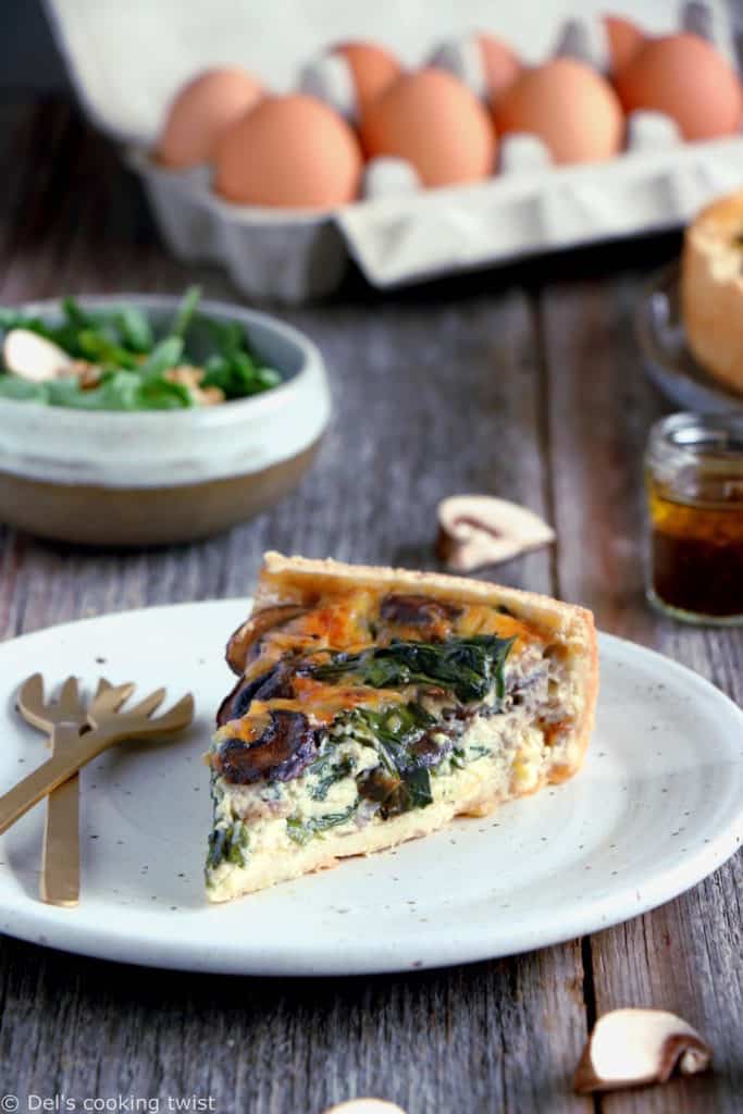 Spinach and Mushroom Quiche - Del's cooking twist