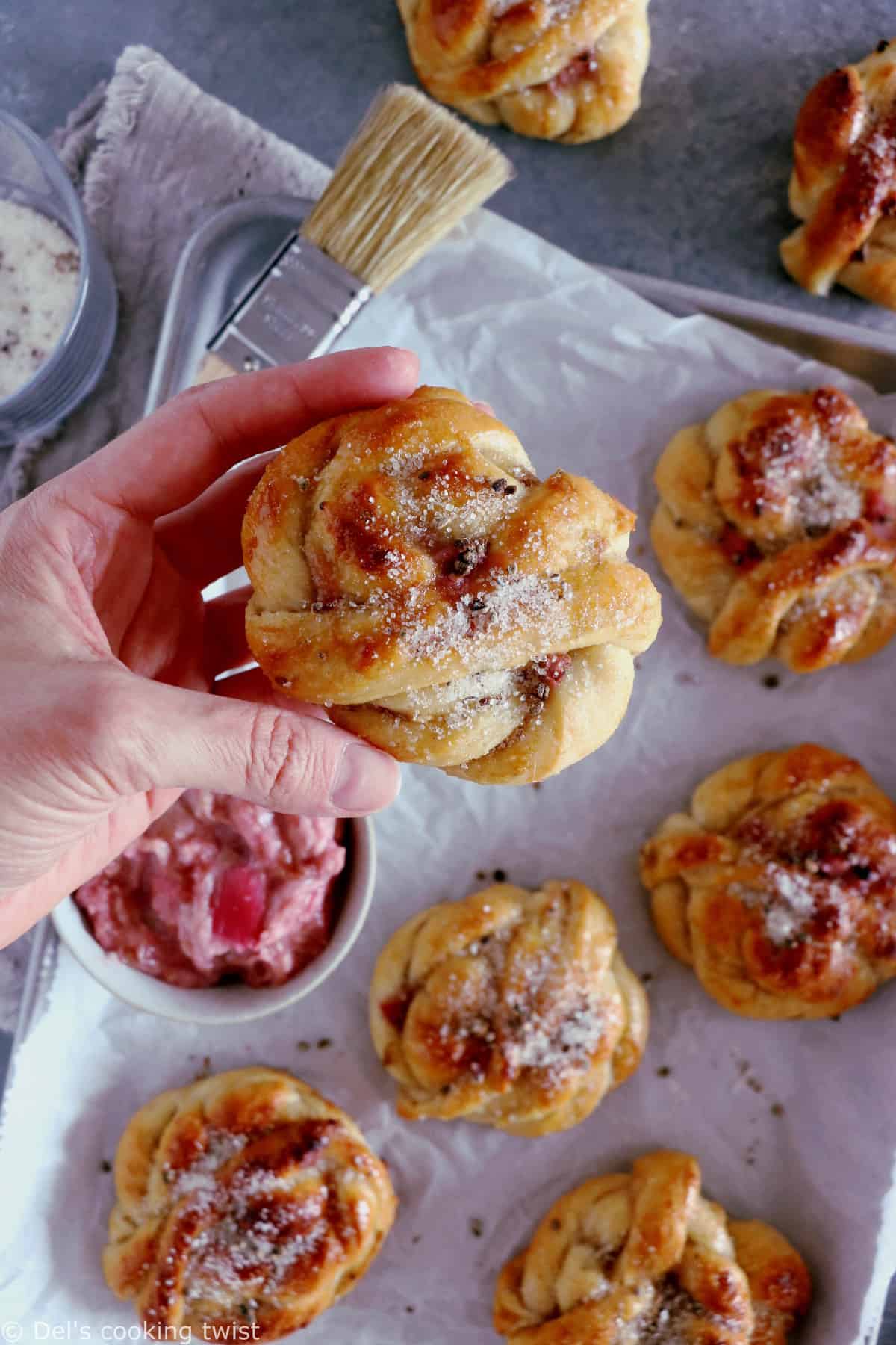 Swedish Rhubarb Cardamom Buns are just another version of the classic cinnamon rolls or cardamom buns, with a little seasonal twist.