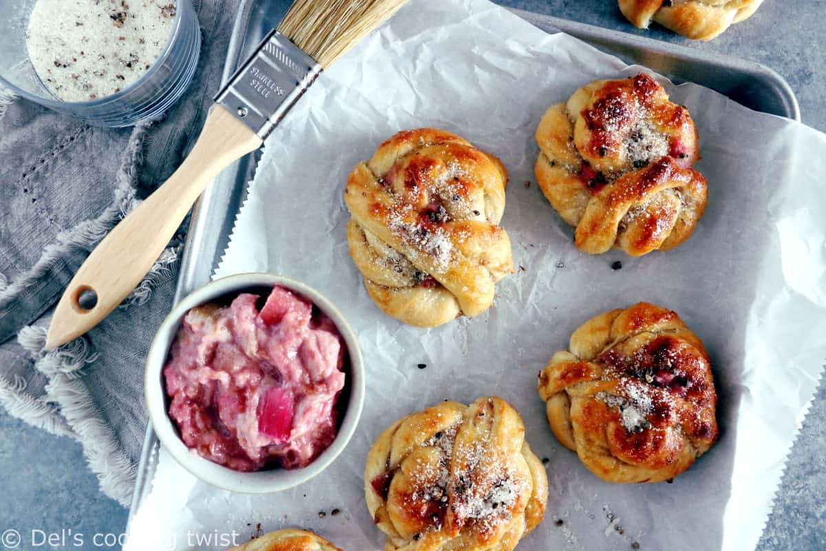 Swedish Rhubarb Cardamom Buns are just another version of the classic cinnamon rolls or cardamom buns, with a little seasonal twist.