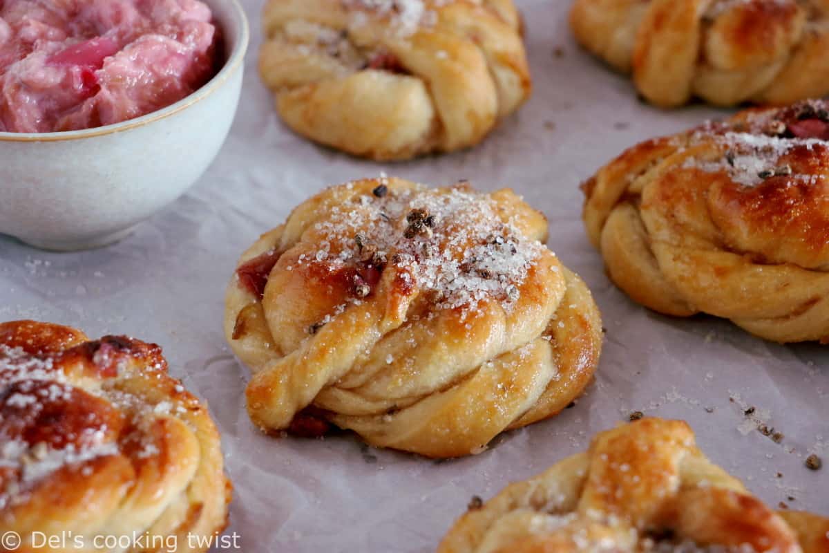 Swedish Rhubarb Cardamom Buns are just another version of the classic cinnamon rolls or cardamom buns, with a little seasonal twist.
